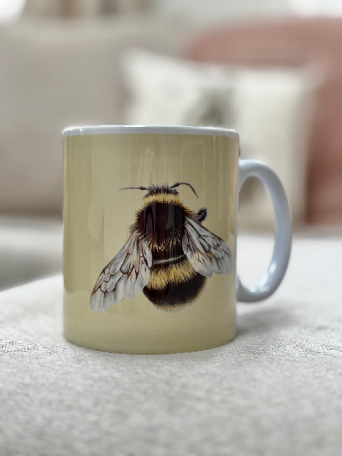 Country kitchen Bumble Bee Mug with detailed bumblebee illustration. Perfect British wildlife drinkware gift for animal lovers and mug collectors.