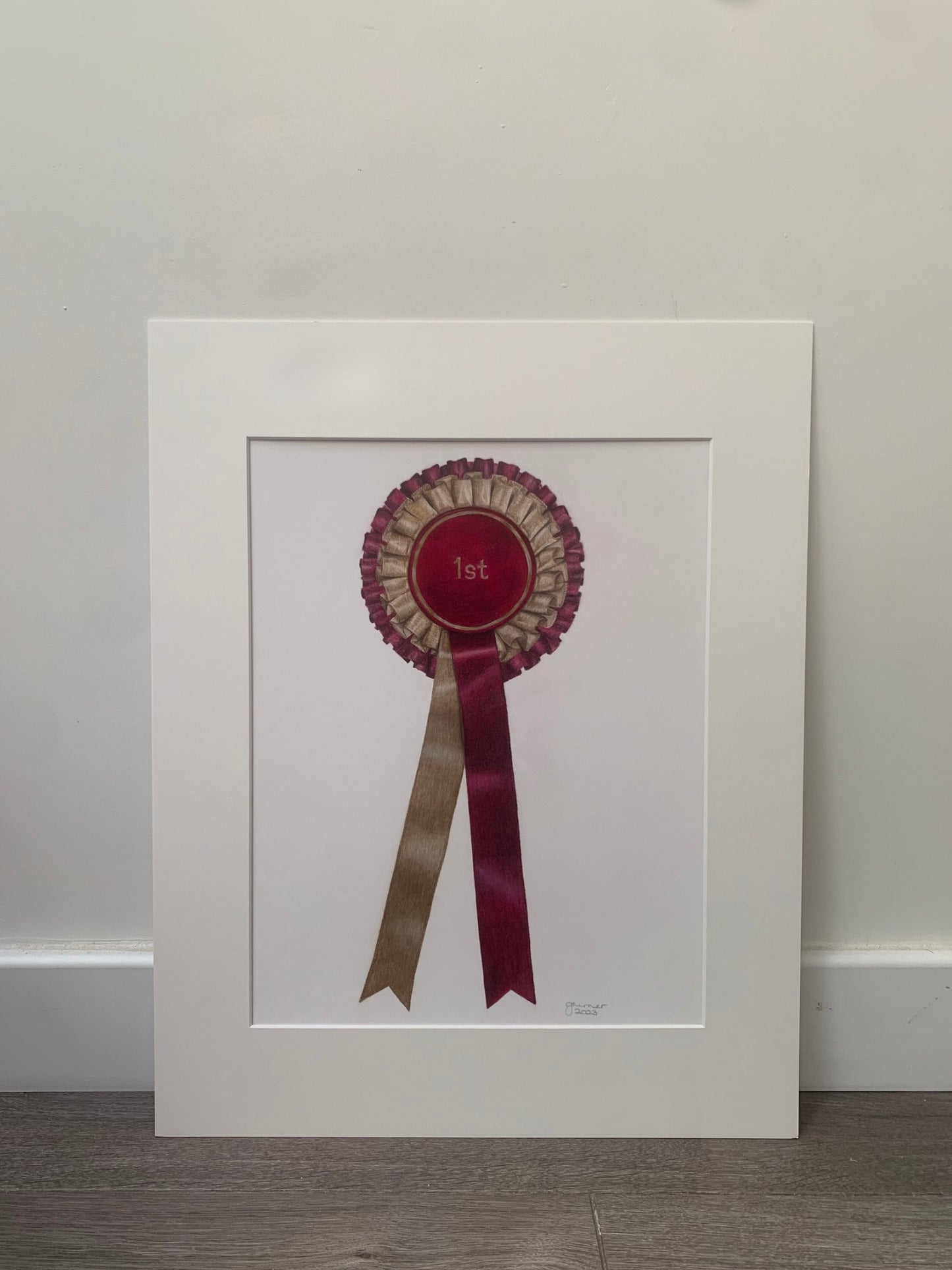 'The First Time We...' Red Rosette Original Drawing