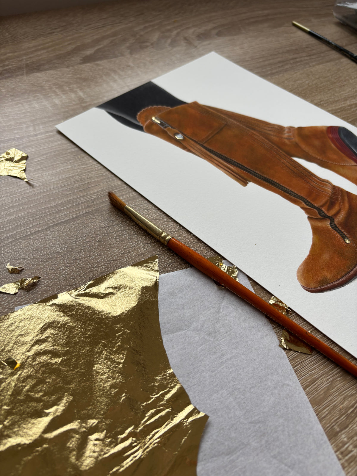 Close up detail of Country Fashion boot print - Country Home Decor, Fine Art Prints Online, Giclee Print. Fairfax and Favor