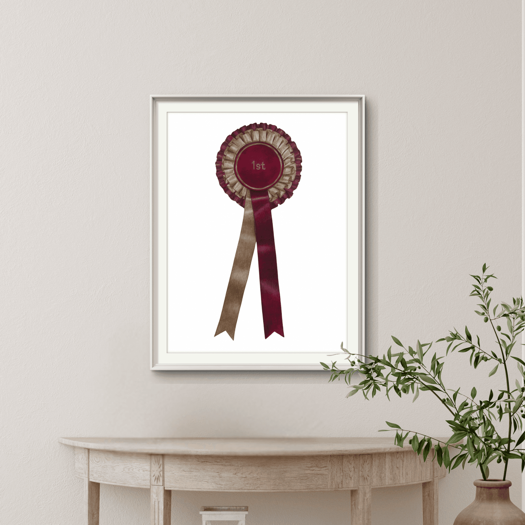 Horse artwork red rosette