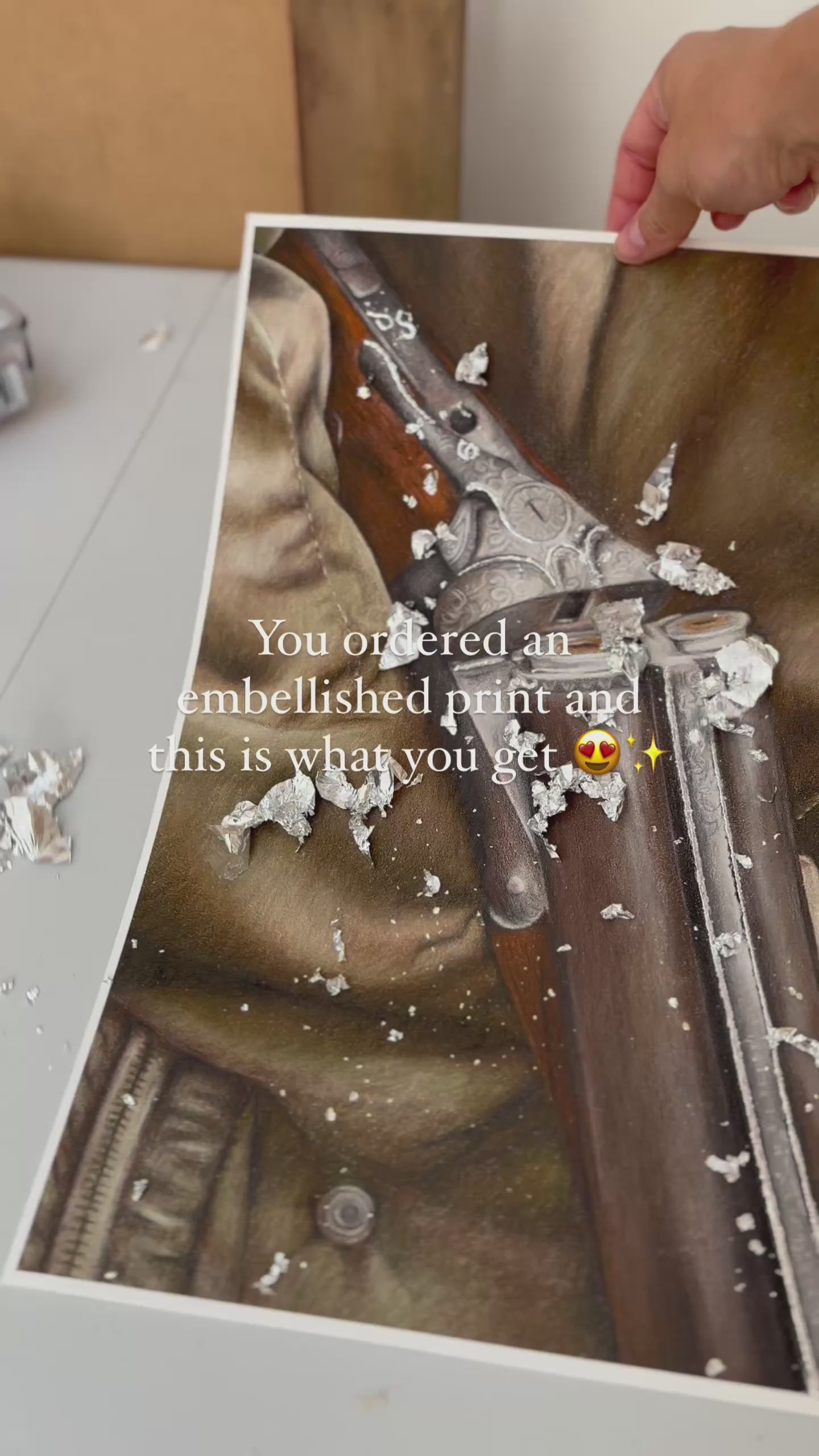 Embellished Country Shoot Art Print with metallic foil accents, ideal for collectors of luxury countryside and shooting-themed artwork.