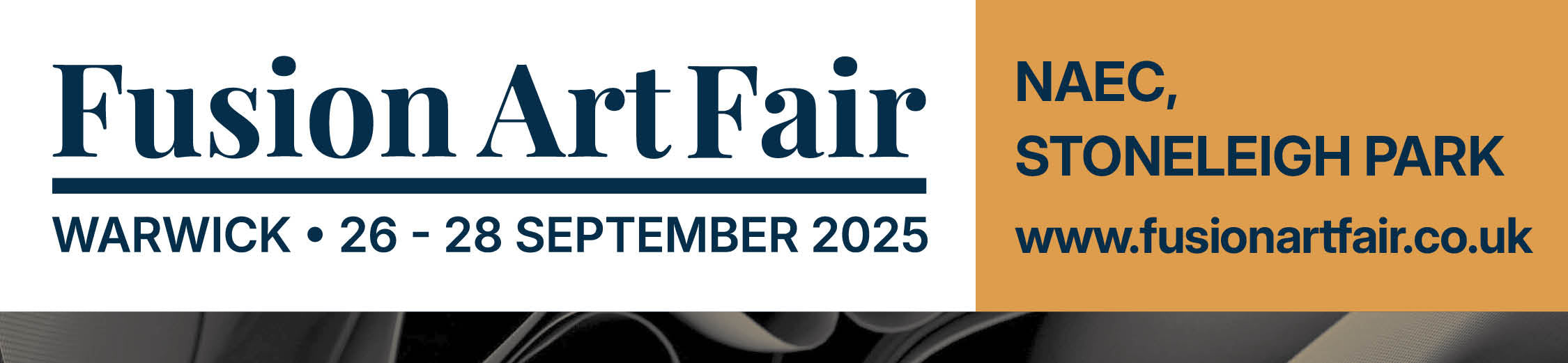 Fusion Art Fair 2025 banner with event dates and location details.