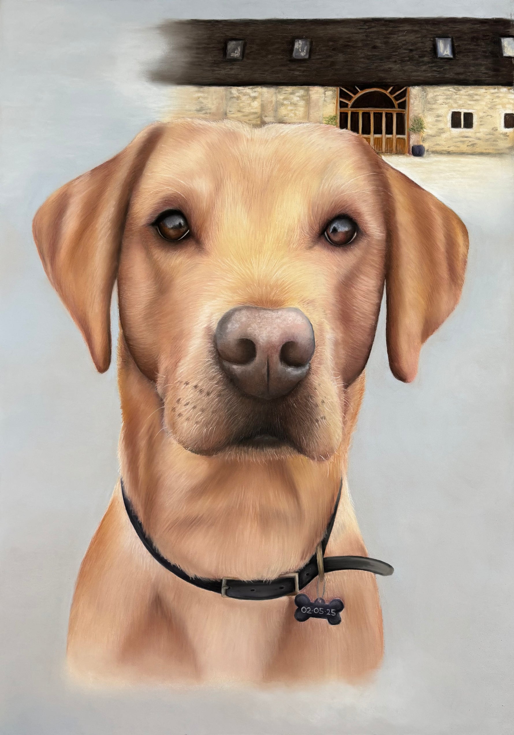 Pastel Art Golden Labrador Wedding Venue Present Commission