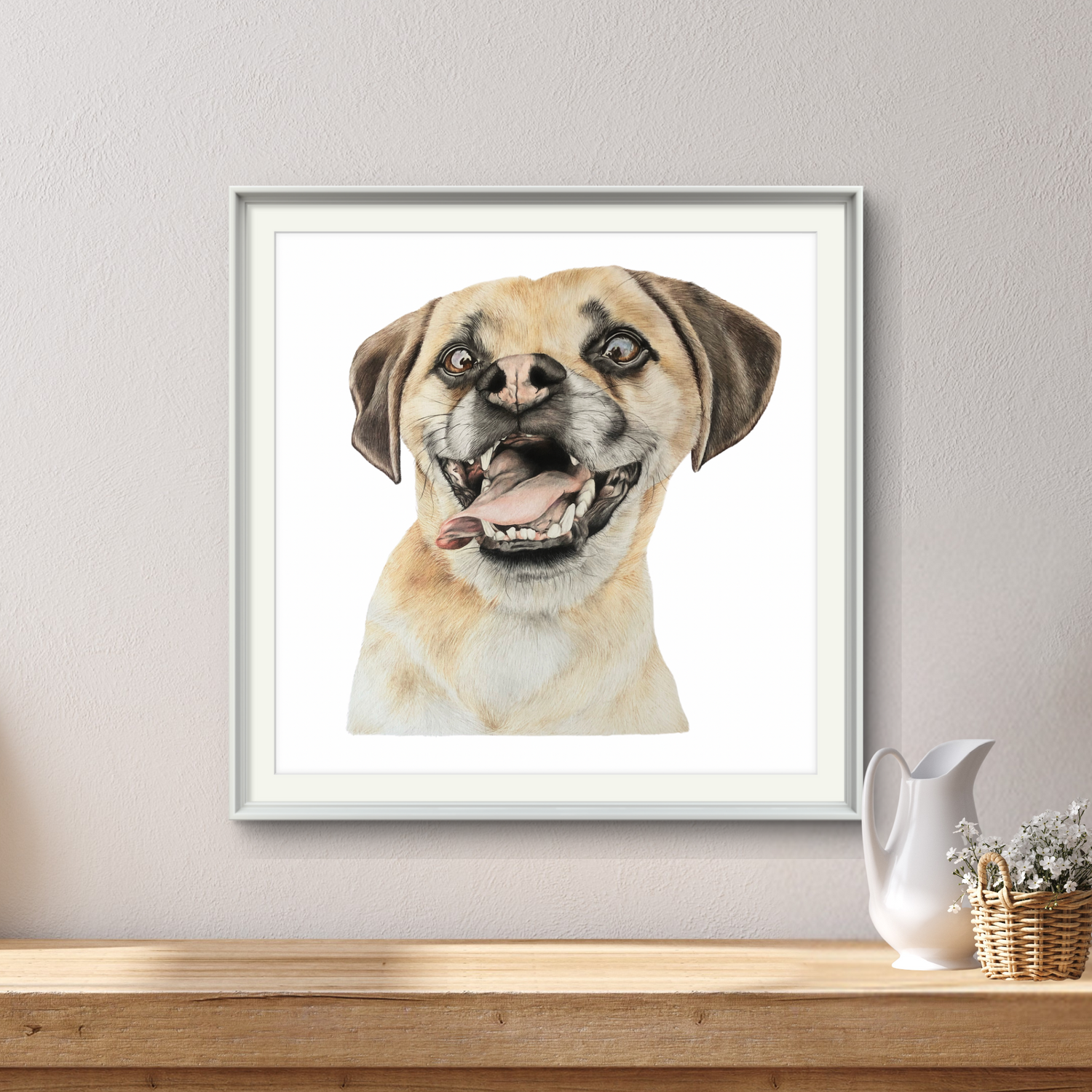 Happy Dog Original Framed Art