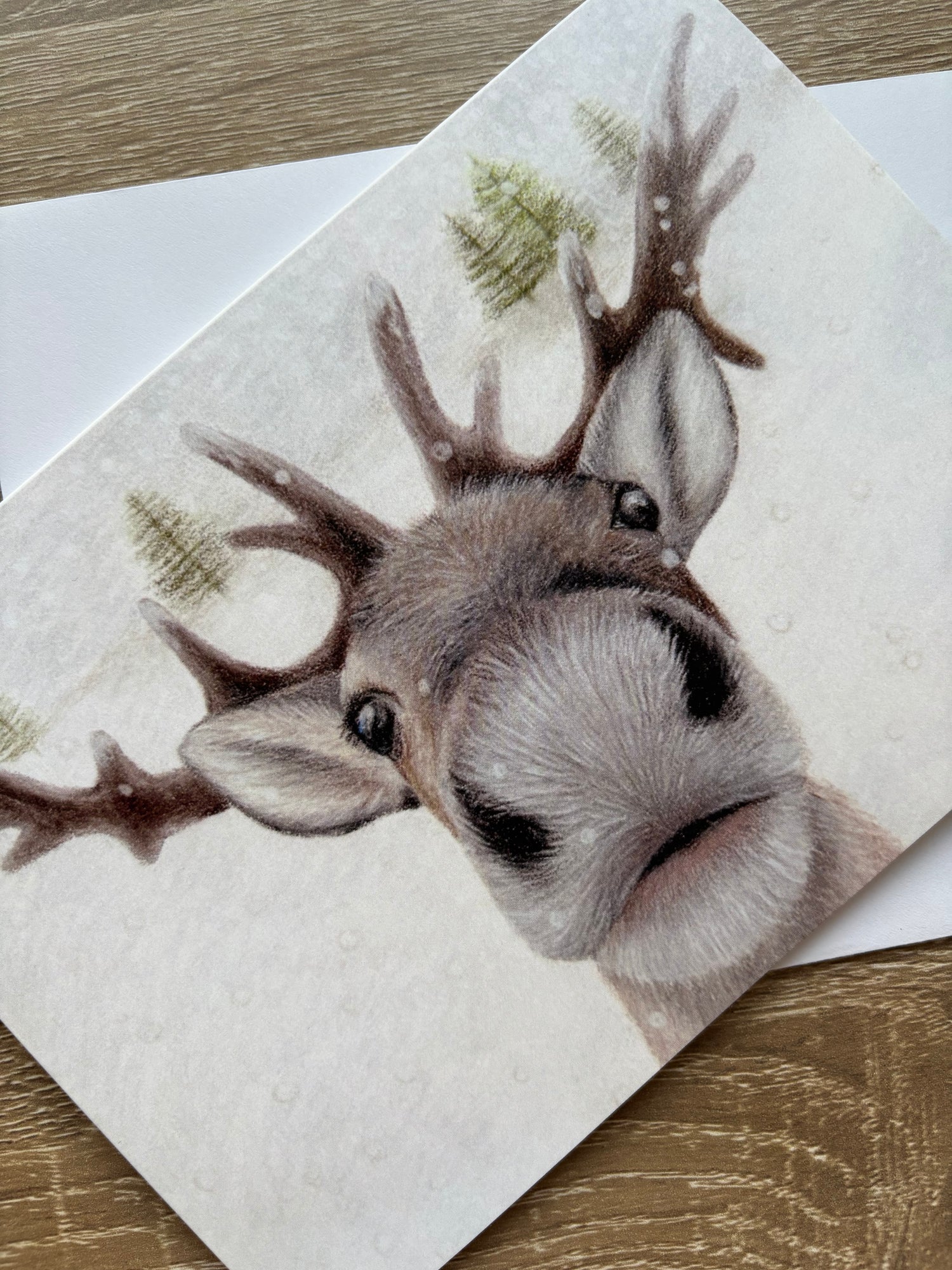 Nosy Reindeer Christmas Card