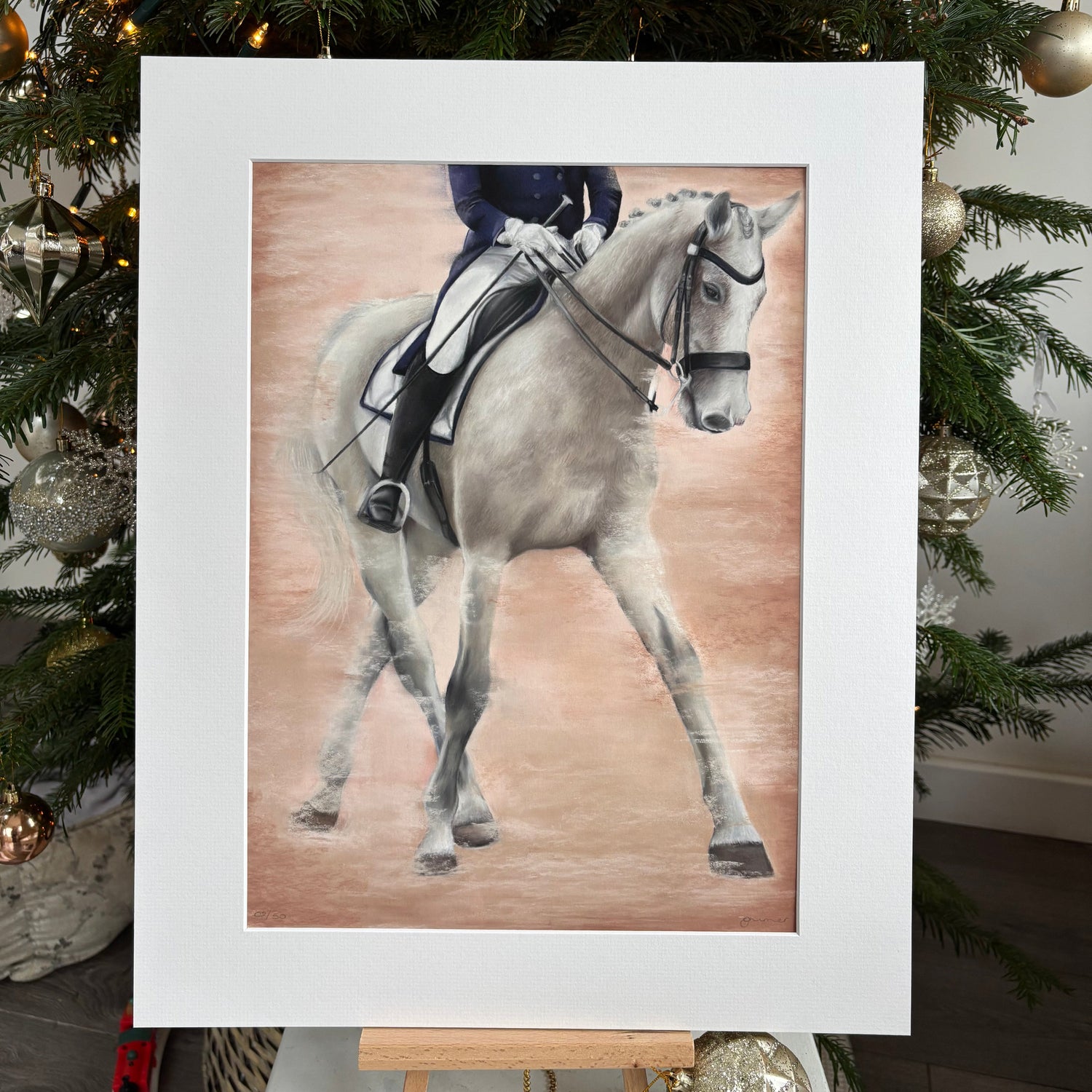 Dressage Horse Mounted Print
