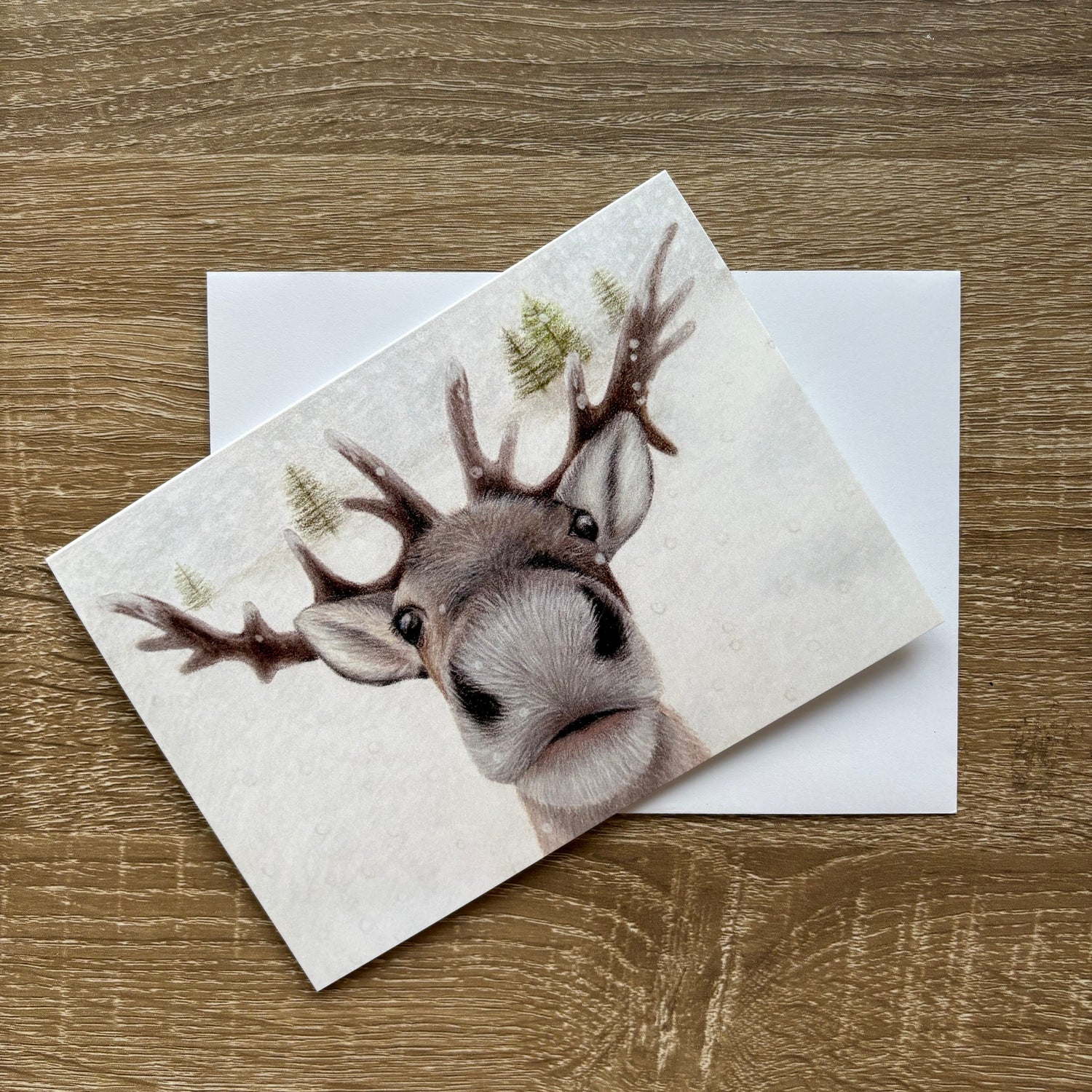 Nosy Reindeer Christmas Card