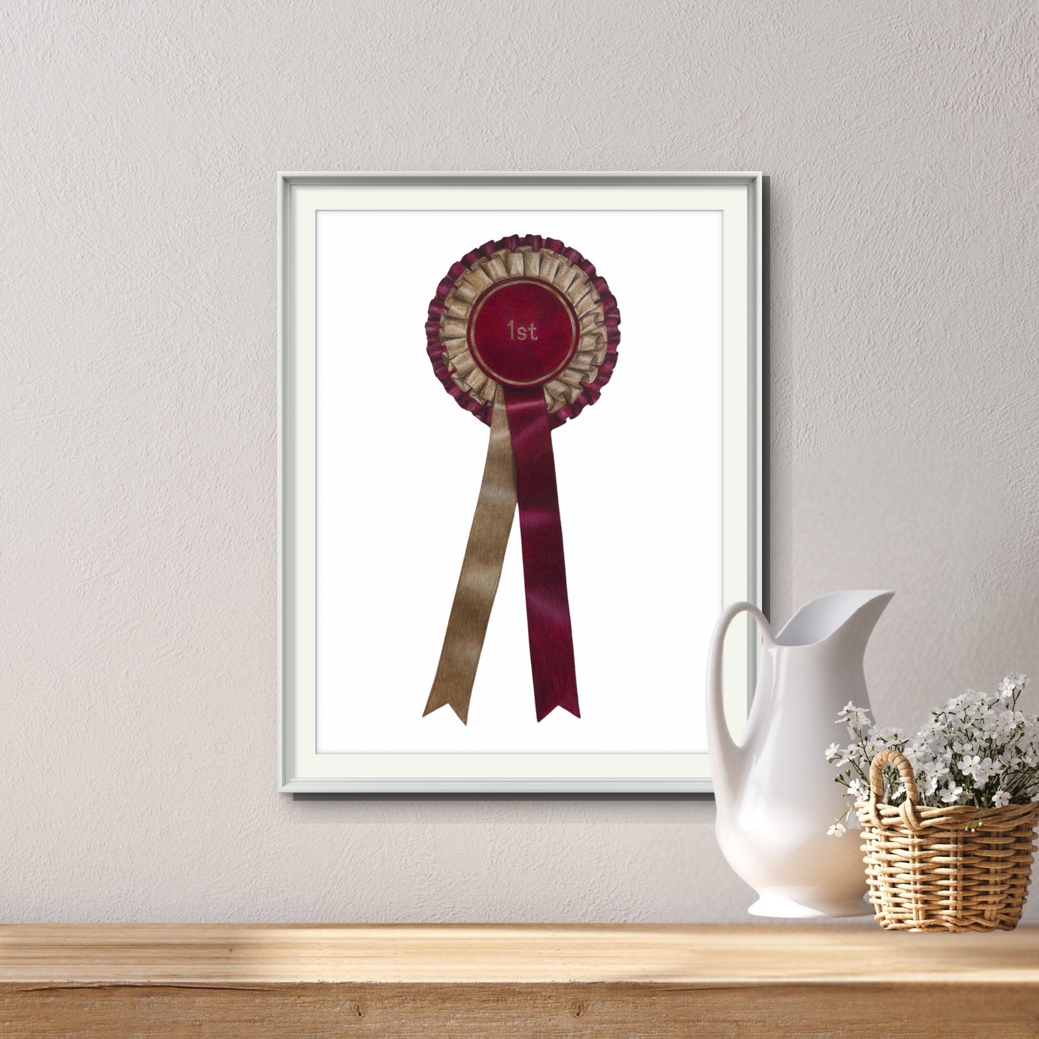 Red Rosette Horse Show Original Drawing