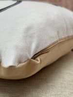 Detail of the hidden zipper on the Snaffle Cushion, highlighting quality craftsmanship in equestrian-themed throw pillows.
